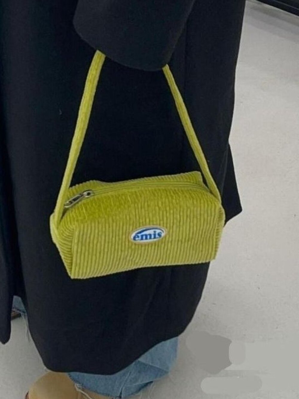EMIS Yellow Corduroy Mini Shoulder Bag Korean Y2K
